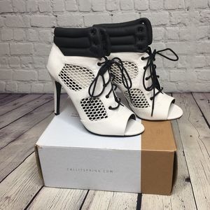 Call It Spring "Spineto" White/Black PeepToeBootie